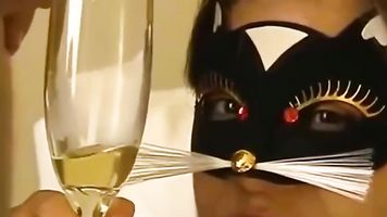 Masked teen is piss bucket
