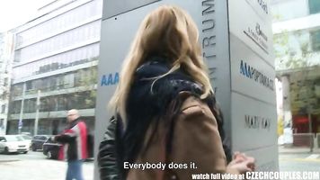 Amazing Busty Teen and Her BF Gets Money for Public SEX