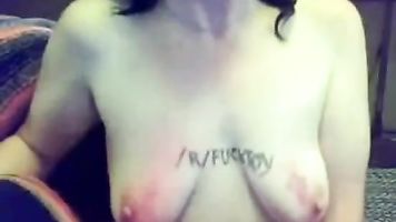 Stupid submissive girlfriend self spanking for me