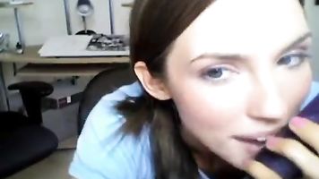Sexy brunette playing with dildo on webcam  - watch live at www.camsplaza.online