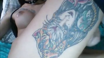 Very Sexy Shemale With Tattoos Jerking Off